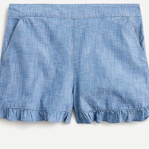 J Crew Ruffle pull-on short in chambray